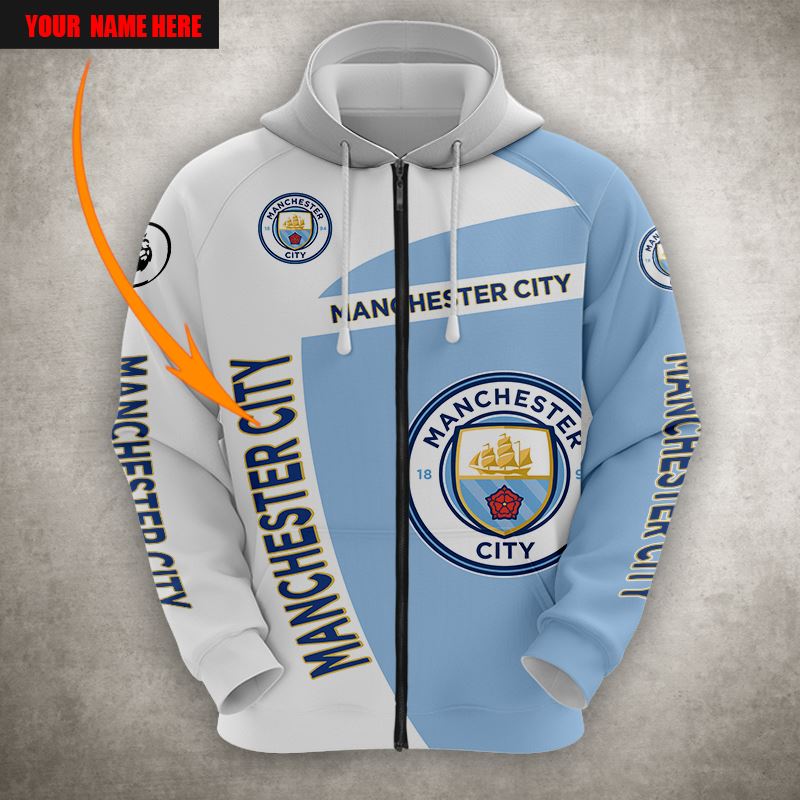 Manchester City Individueller Name Reißverschluss-Hoodie