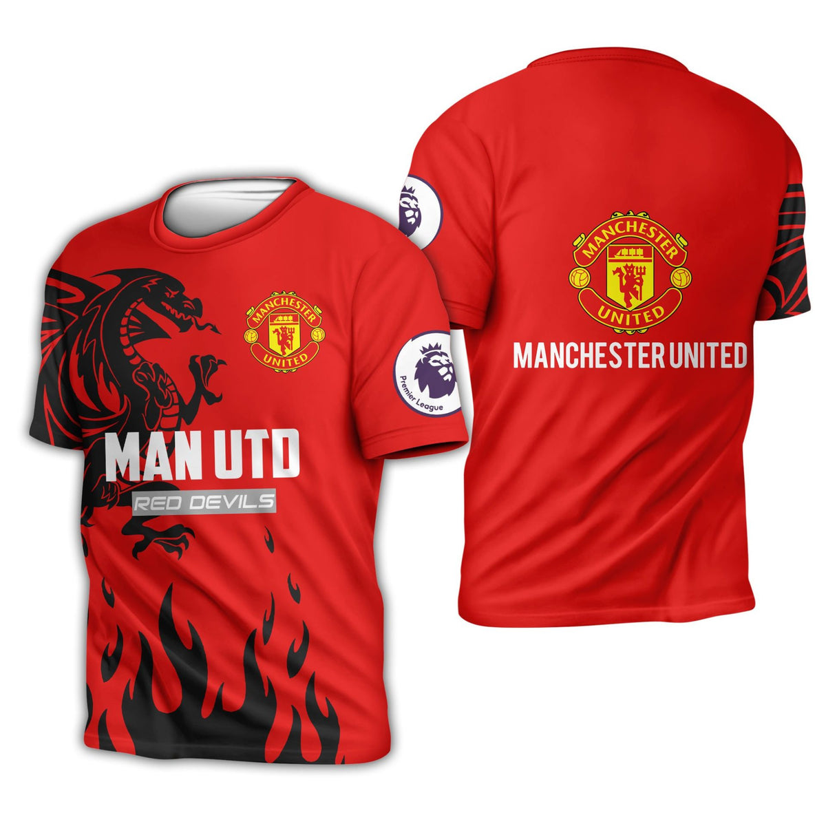 Manchester United Rot Schwarz Drachen T-Shirt