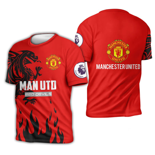 Manchester United Rot Schwarz Drachen T-Shirt