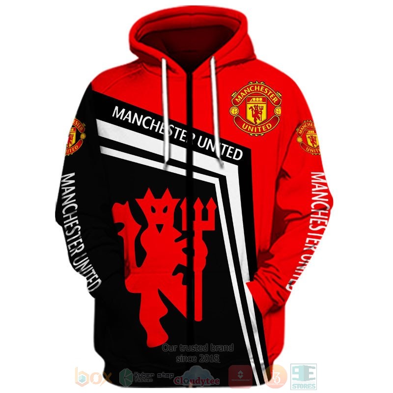 Manchester United Rot Schwarz Reißverschluss-Hoodie V5