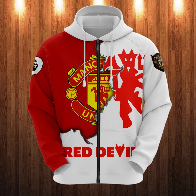 Manchester United Rot Teufel Reißverschluss-Hoodie