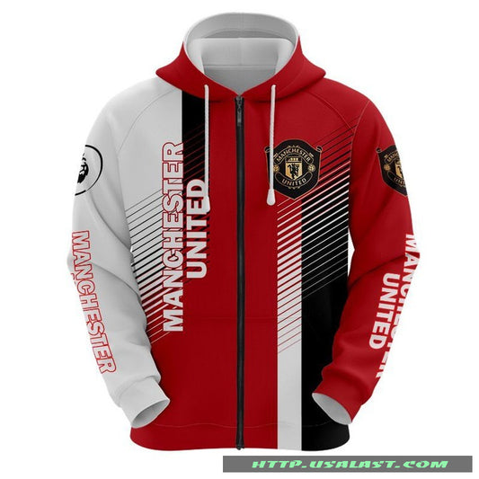 Manchester United Rot Weiß Reißverschluss-Hoodie V5