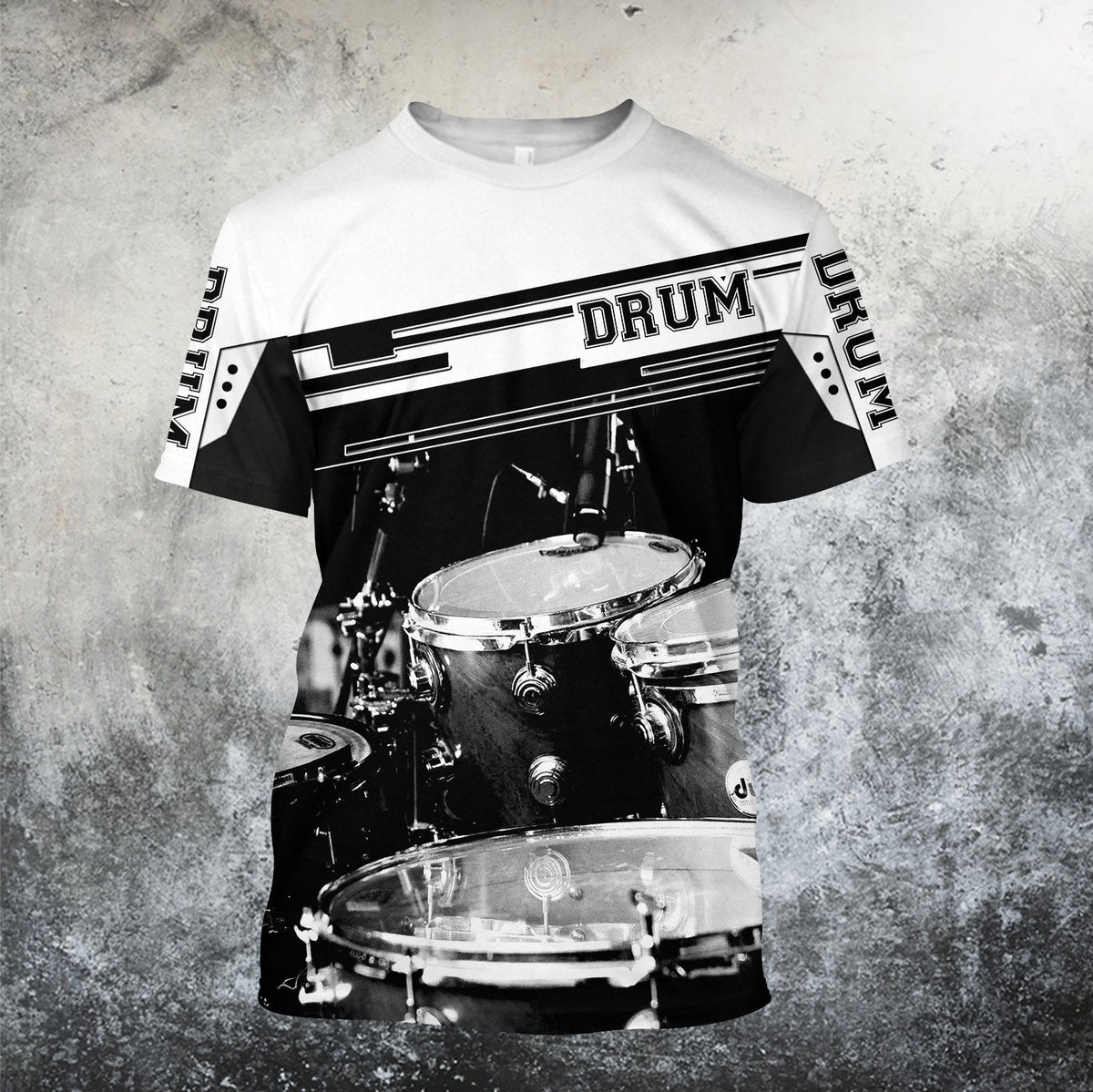 Music Lover - Drums Black White T-Shirt