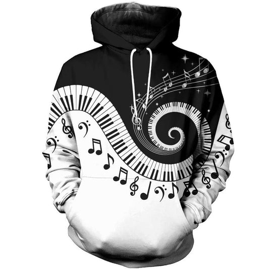 Music Lover - Piano Musical Notes Black White Kapuzenpullover