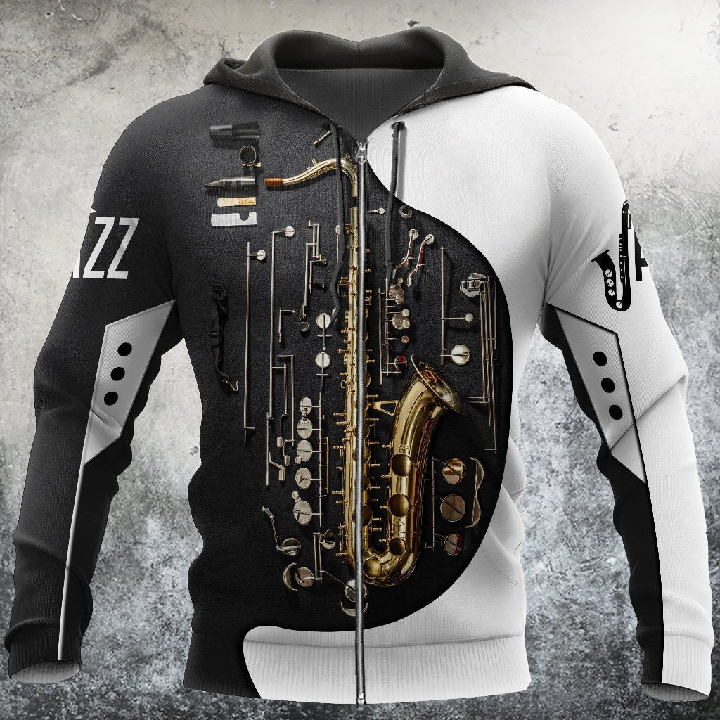 Music Lover - Saxophone Reißverschluss-Hoodie