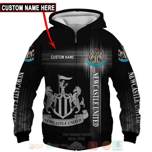 Newcastle United FC Individueller Name Schwarz Reißverschluss-Hoodie