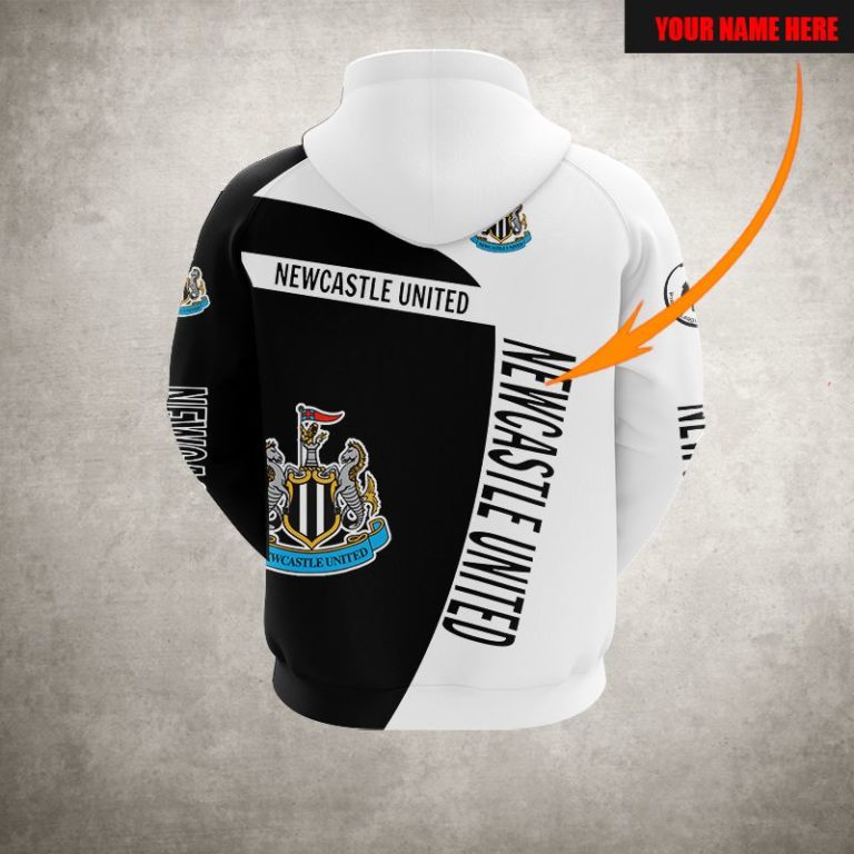Newcastle United FC Individueller Name Schwarz Weiß Reißverschluss-Hoodie