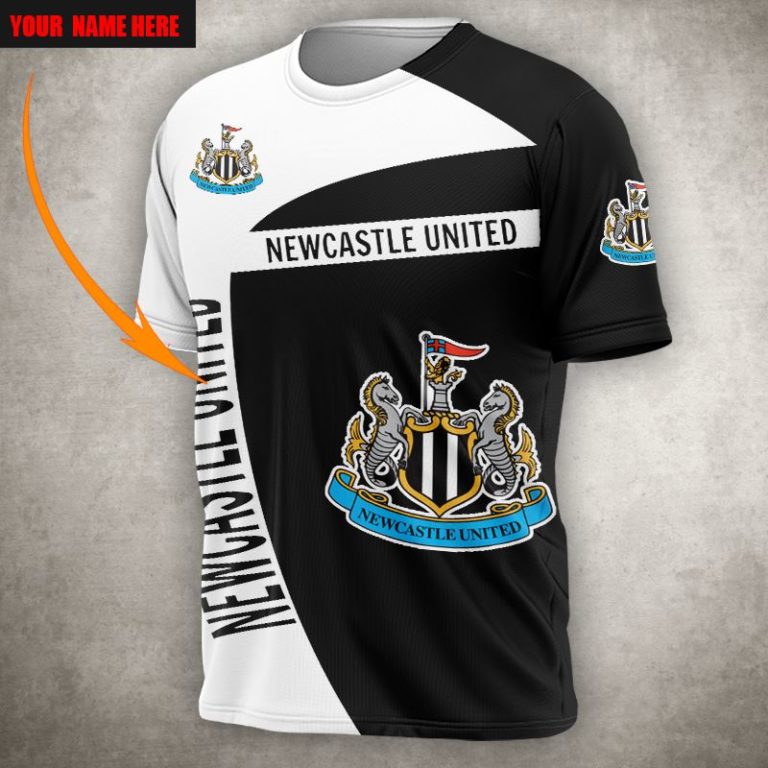Newcastle United FC Individueller Name Schwarz Weiß T-Shirt