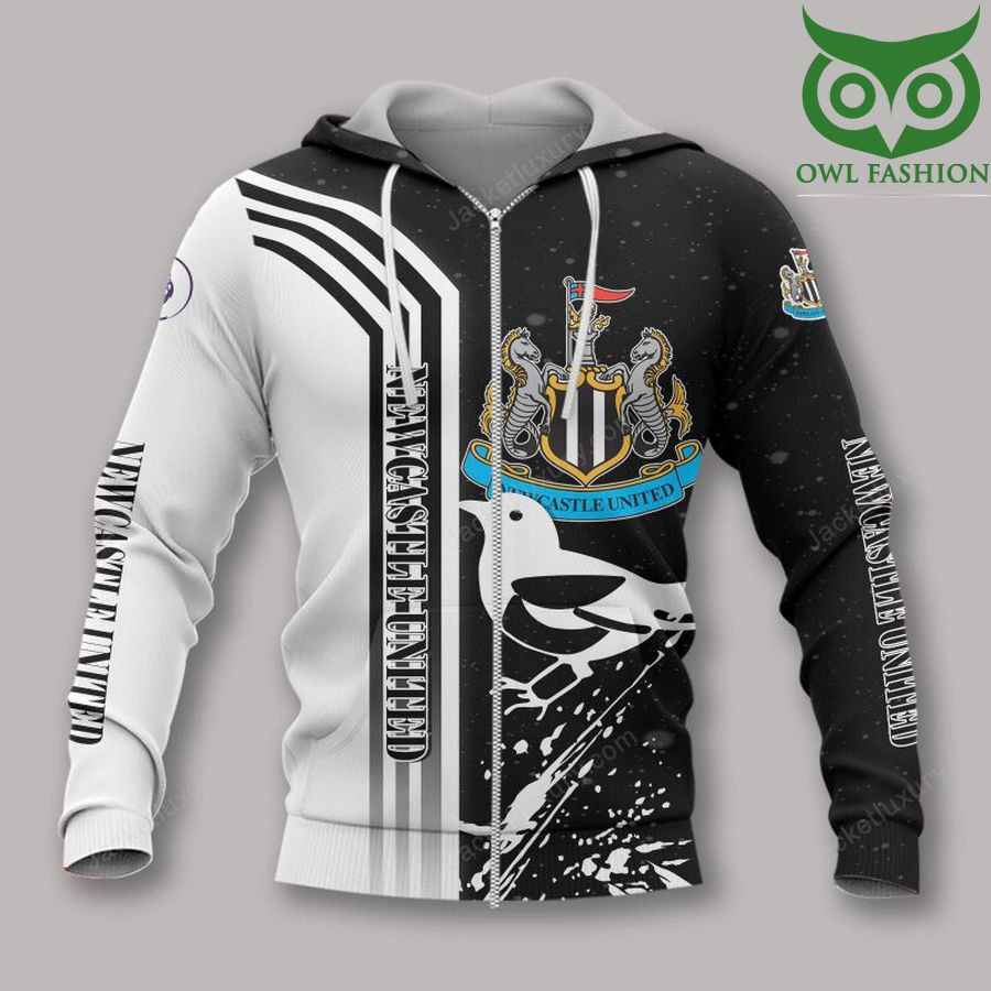 Newcastle United FC Schwarz Weiß Die Elstern Reißverschluss-Hoodie