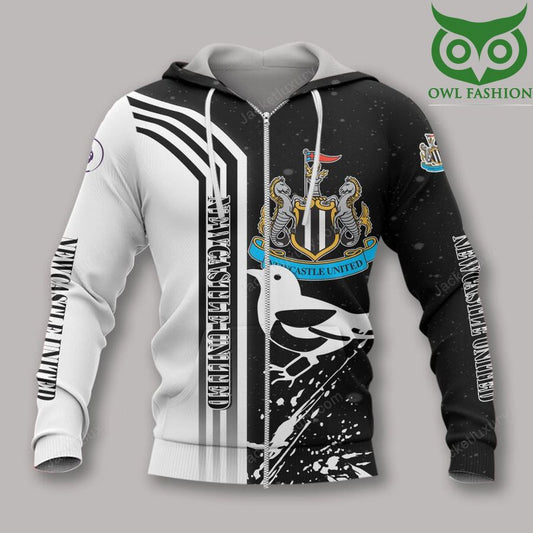 Newcastle United FC Schwarz Weiß Die Elstern Reißverschluss-Hoodie