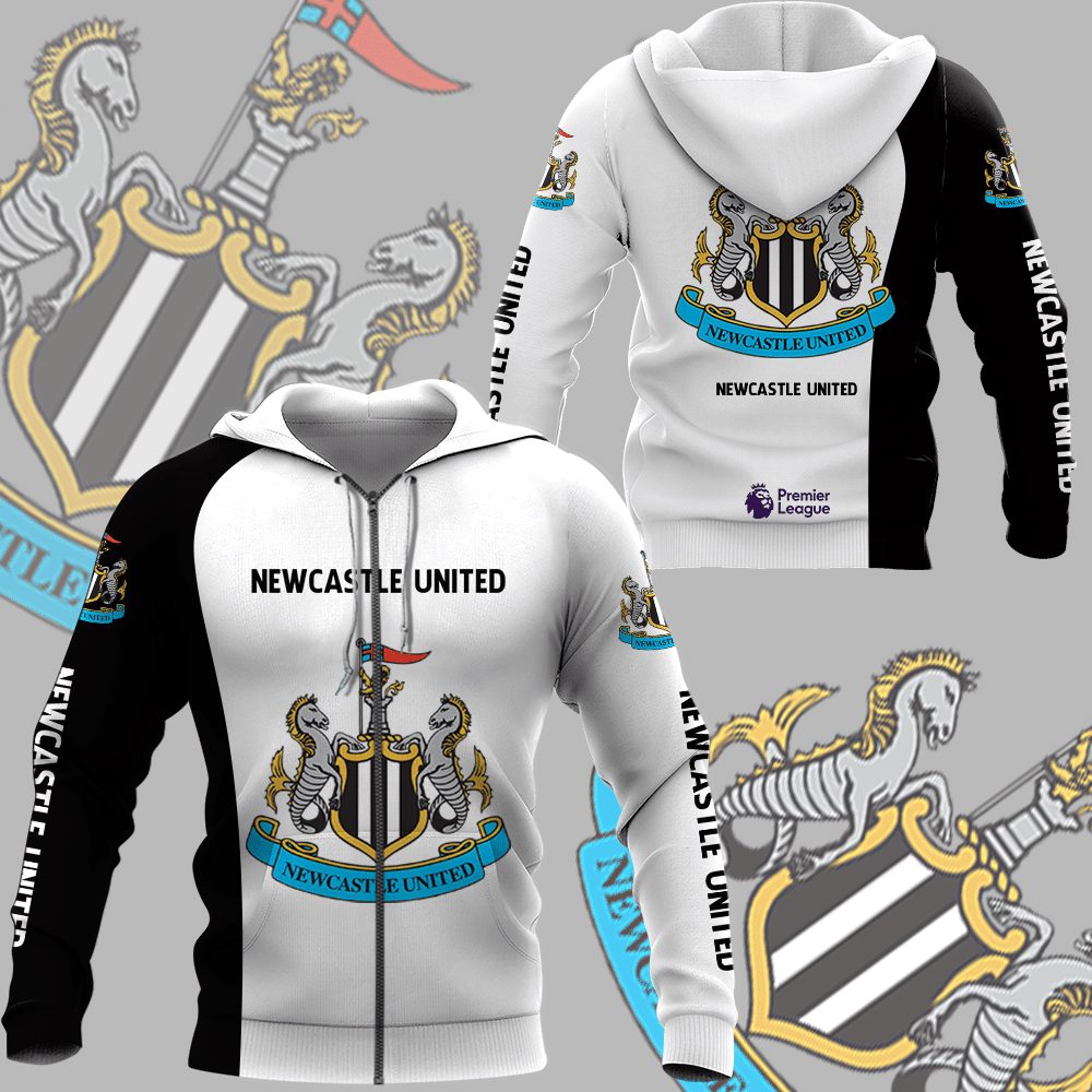 Newcastle United FC Schwarz Weiß Reißverschluss-Hoodie