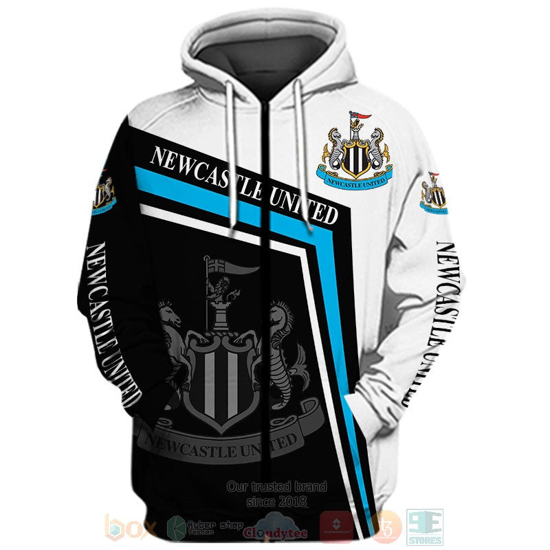 Newcastle United FC Schwarz Weiß Reißverschluss-Hoodie V3
