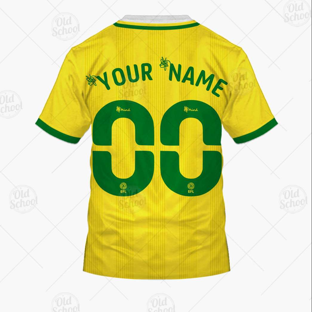Norwich City FC Individueller Name Nummer Gelb T-Shirt