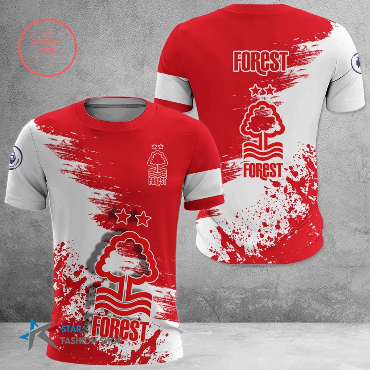Nottingham Forest FC Logo Auflage T-Shirt V3