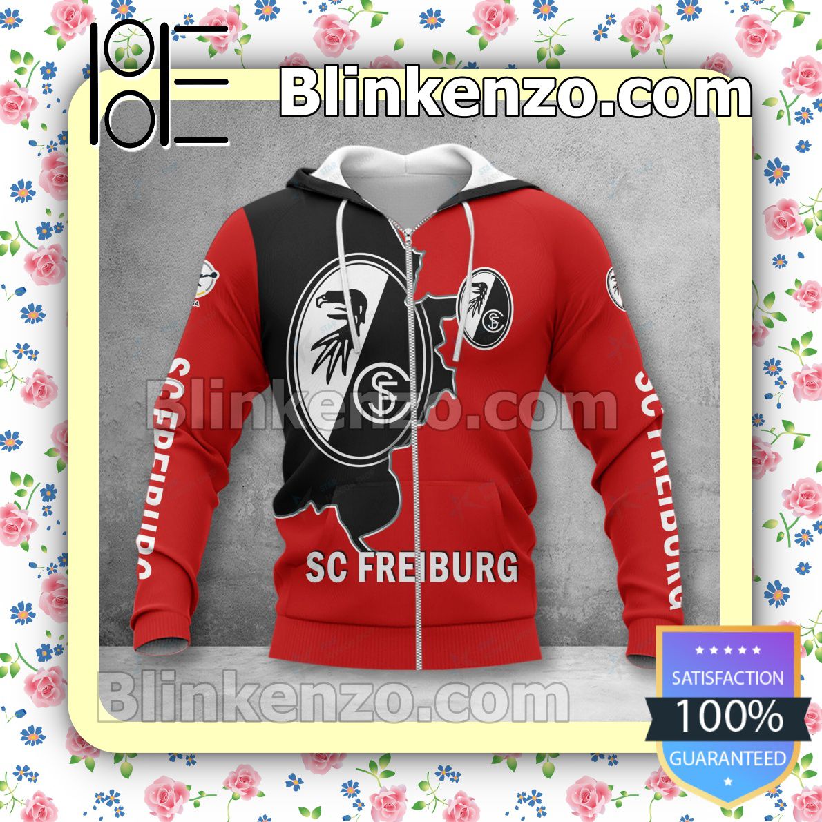 SC Freiburg Rot Reißverschluss-Hoodie
