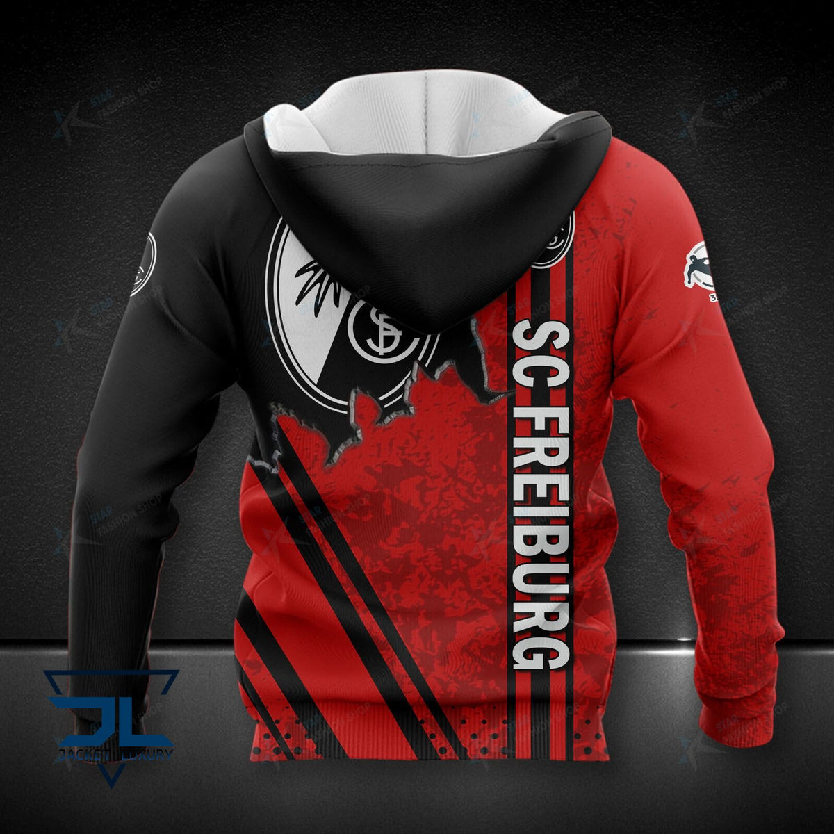SC Freiburg rot schwarz Reißverschluss-Hoodie