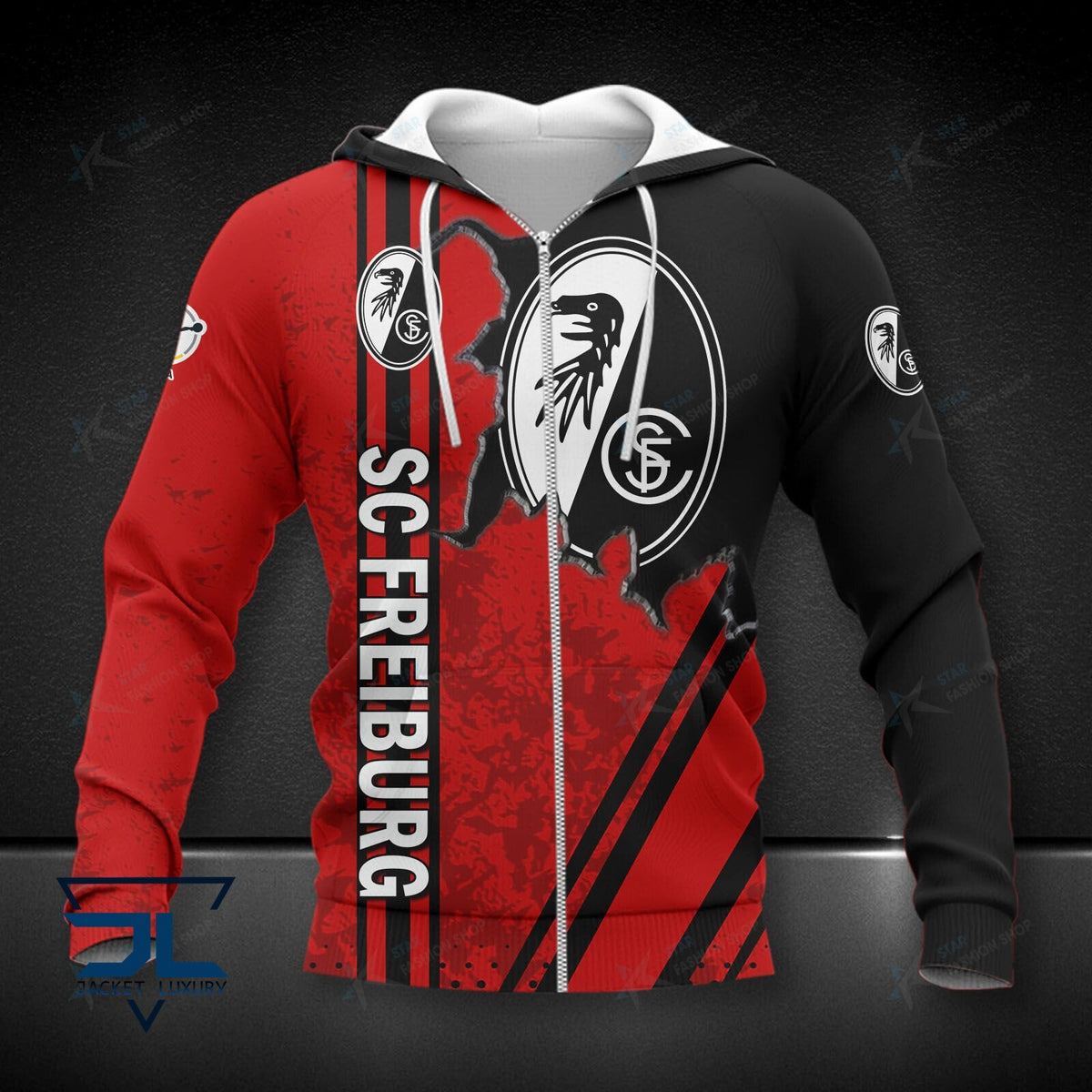 SC Freiburg rot schwarz Reißverschluss-Hoodie