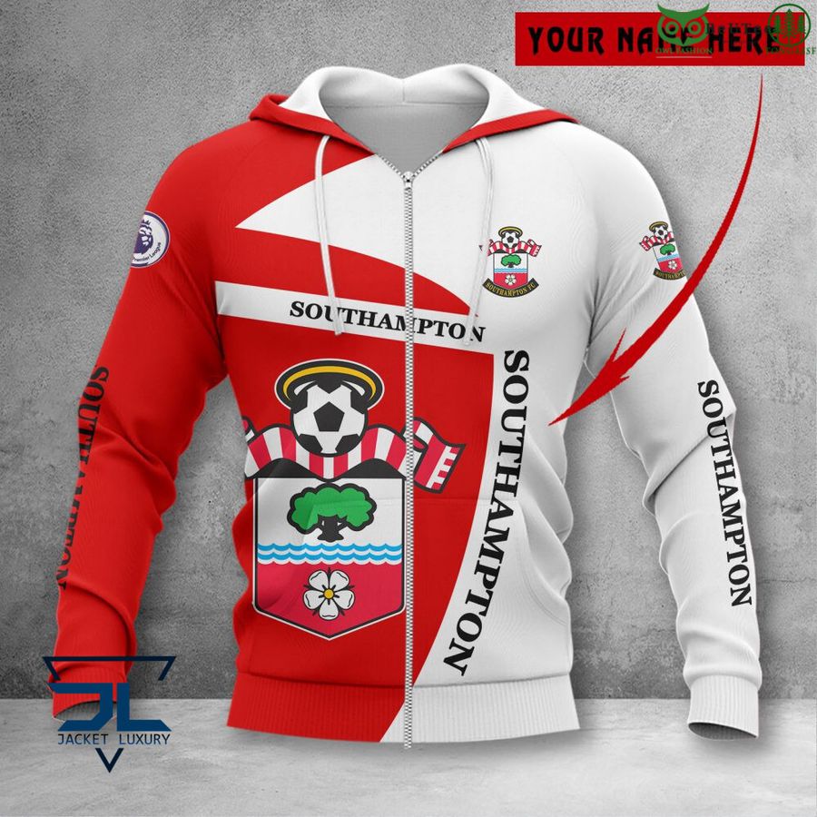 Southampton FC Individueller Name Rot Weiß Reißverschluss-Hoodie