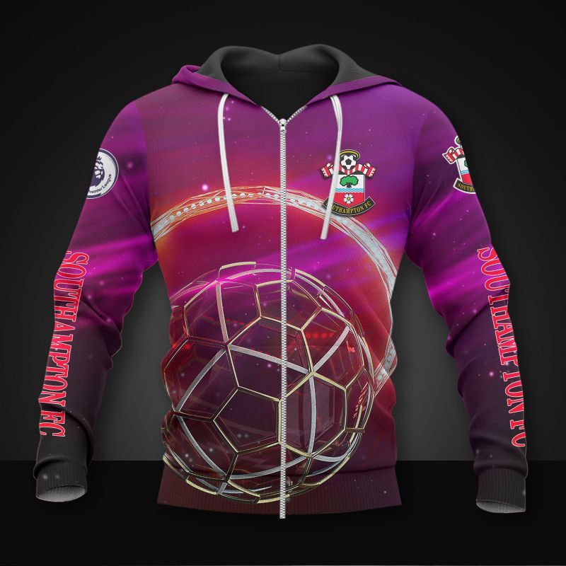 Southampton FC Lila Rot Reißverschluss-Hoodie