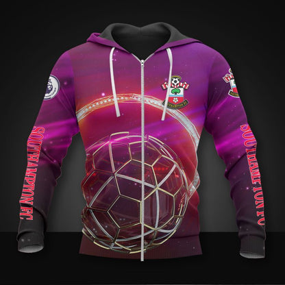 Southampton FC Lila Rot Reißverschluss-Hoodie