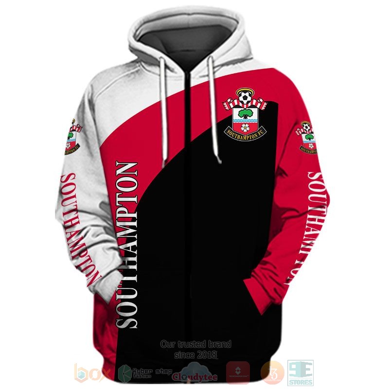 Southampton FC Weiß Rot Schwarz Reißverschluss-Hoodie