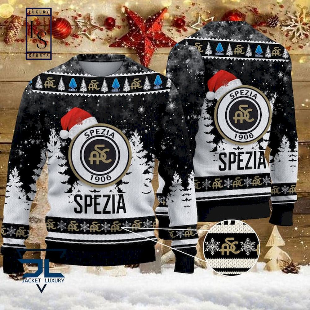 Spezia Calcio Weihnachtsmütze Schwarz Ausführung Hässlich Weihnachtspullover