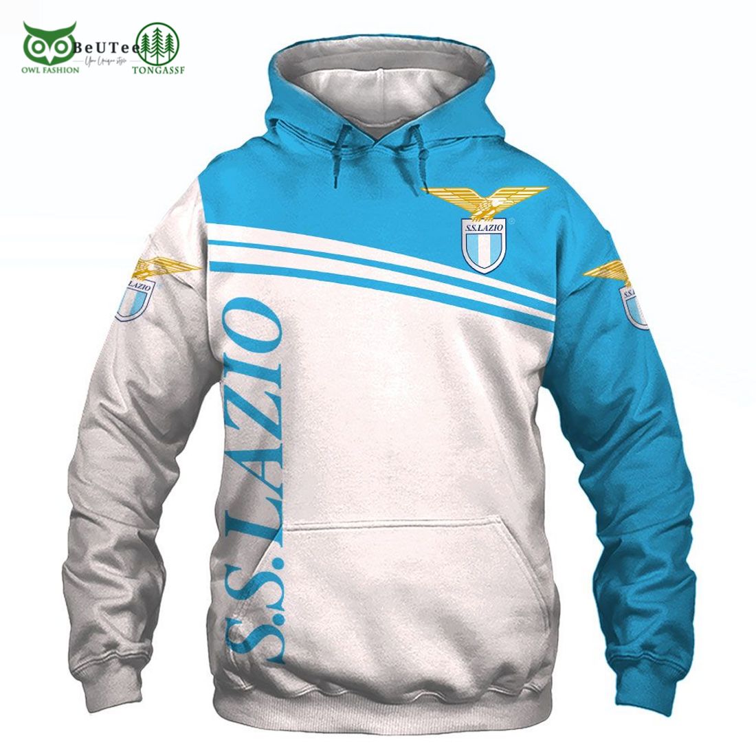 SS Lazio Weiß Blau Kapuzenpullover V1