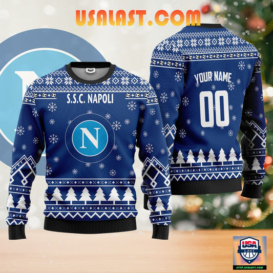 SSC Napoli Individueller Name Nummer Hässlich Weihnachtspullover