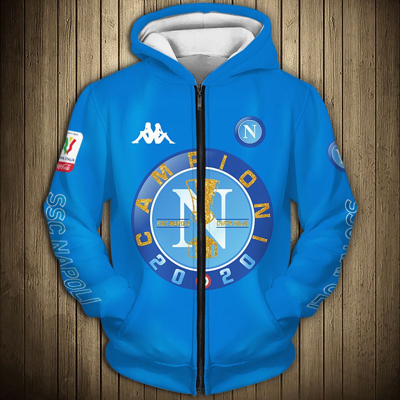 SSC Napoli Licht Blau Campioni 2020 Reißverschluss-Hoodie