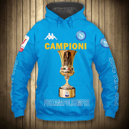 SSC Napoli Licht Blau Campioni Kapuzenpullover