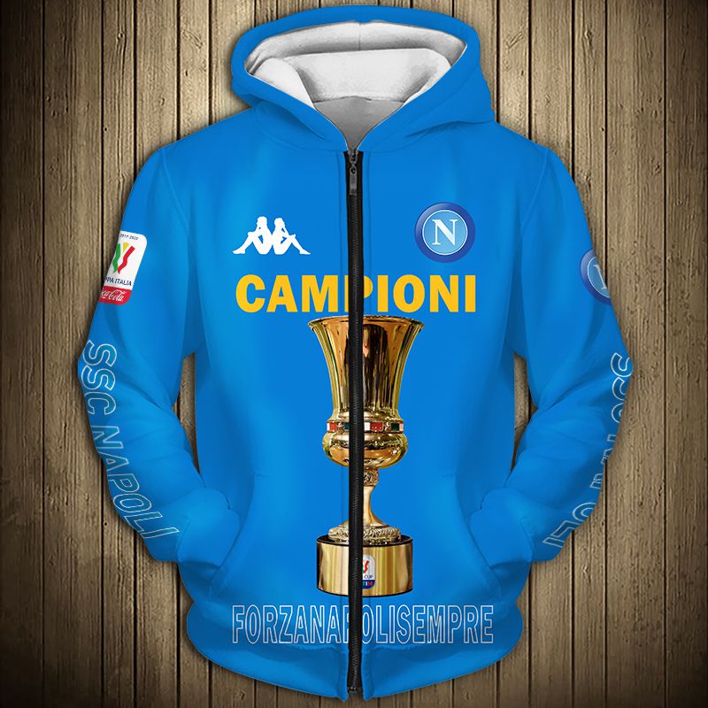 SSC Napoli Licht Blau Campioni Reißverschluss-Hoodie