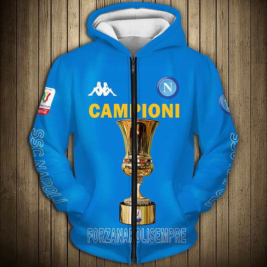 SSC Napoli Licht Blau Campioni Reißverschluss-Hoodie