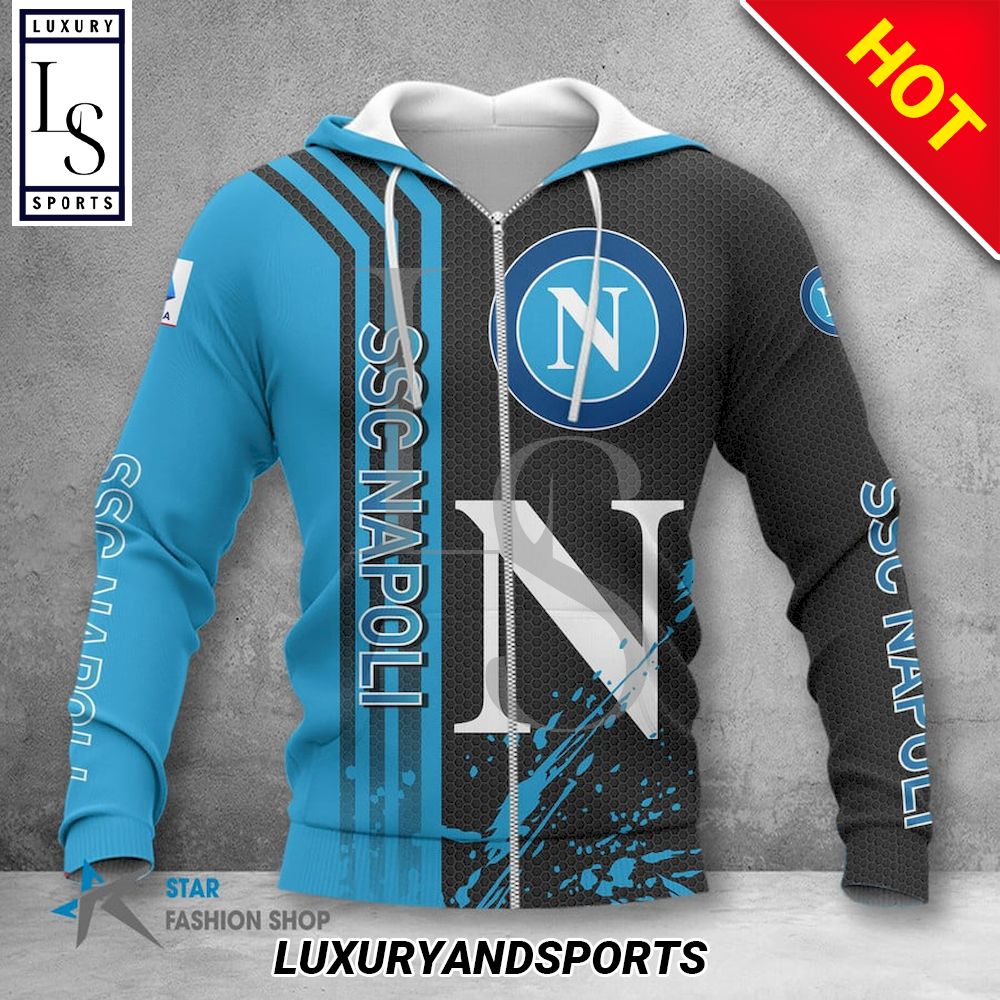 SSC Napoli Schwarz Blau Reißverschluss-Hoodie V11