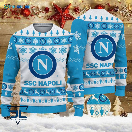 SSC Napoli Weiß Blau Hässlich Weihnachtspullover