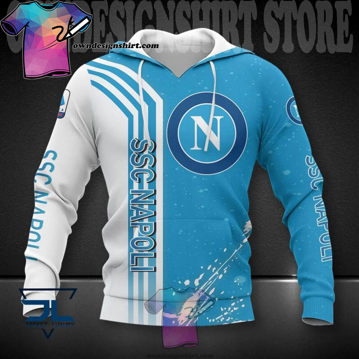 SSC Napoli Weiß Blau Kapuzenpullover V14