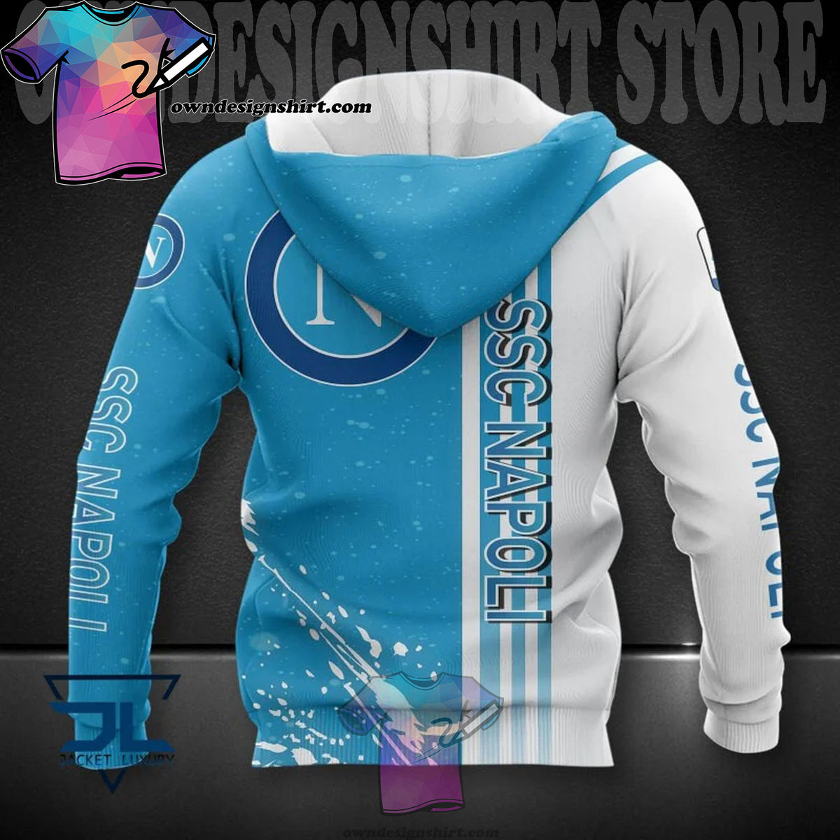 SSC Napoli Weiß Blau Kapuzenpullover V14