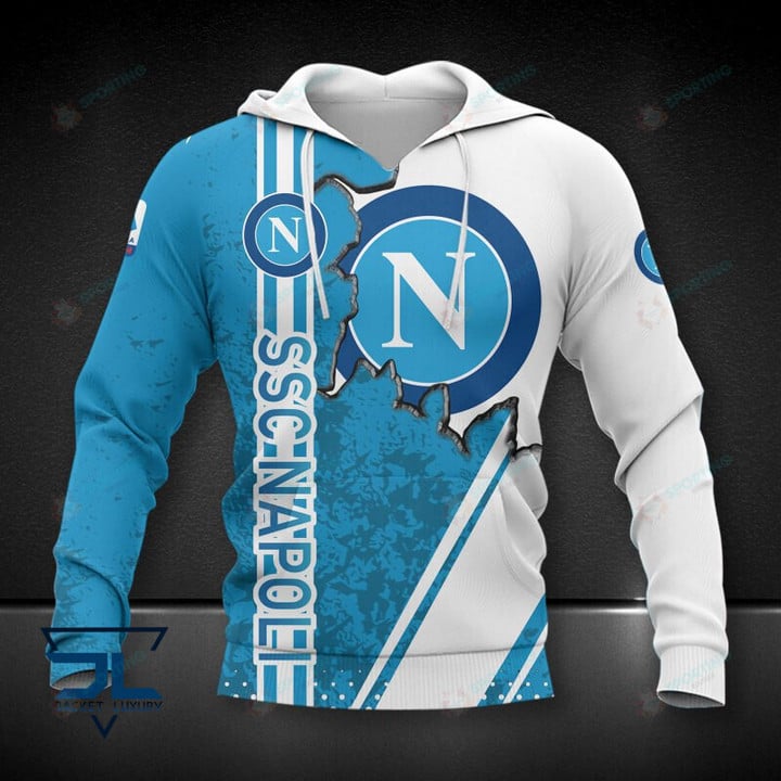 SSC Napoli Weiß Blau Kratzen Kapuzenpullover
