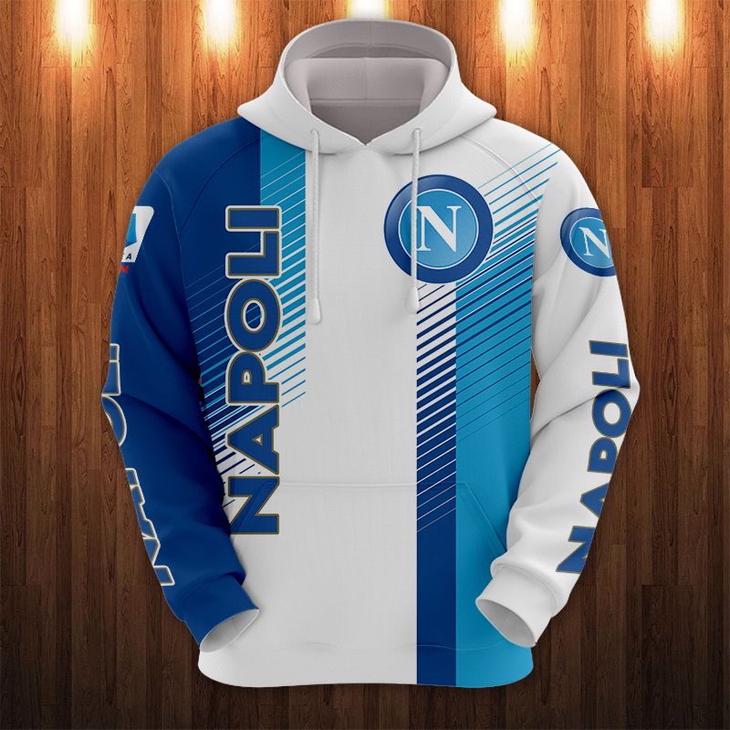 SSC Napoli Weiß Blau Licht Blau Kapuzenpullover