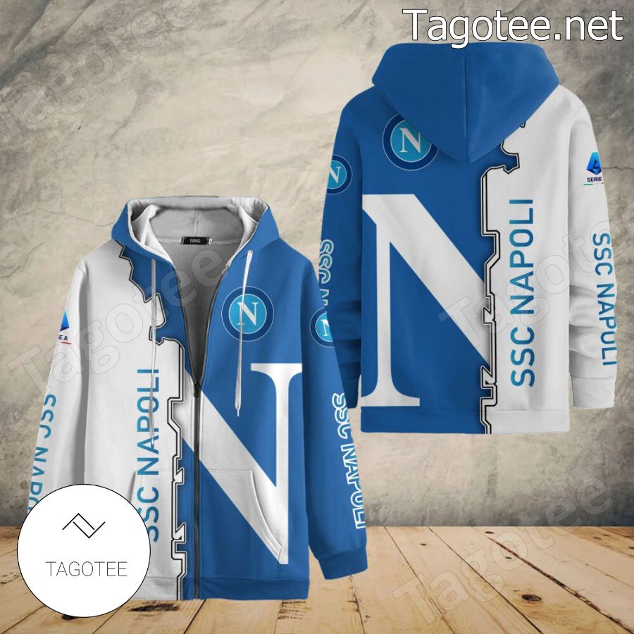SSC Napoli Weiß Blau Unisex Reißverschluss-Hoodie V15