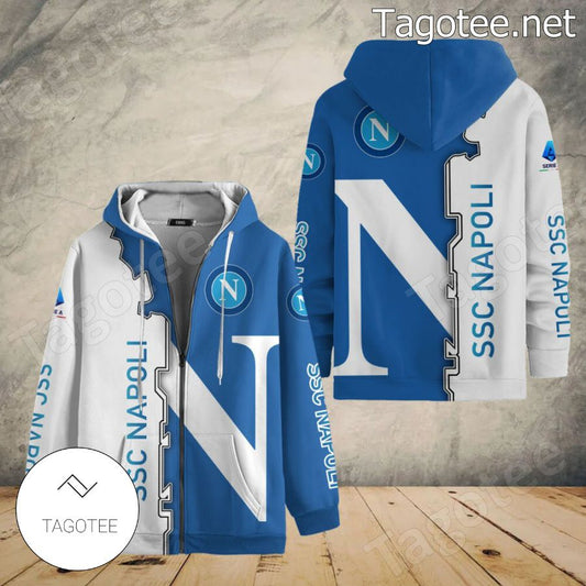SSC Napoli Weiß Blau Unisex Reißverschluss-Hoodie V15