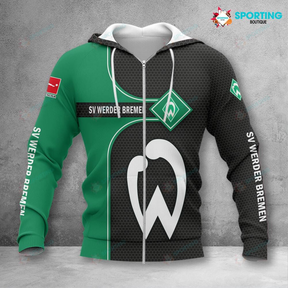 SV Werder Bremen Grün Schwarz Reißverschluss-Hoodie