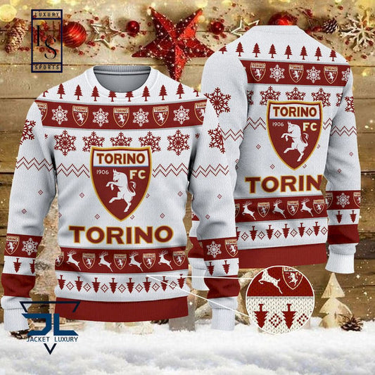 Torino FC Der Stier Weiß Ausführung Hässlich Weihnachtspullover