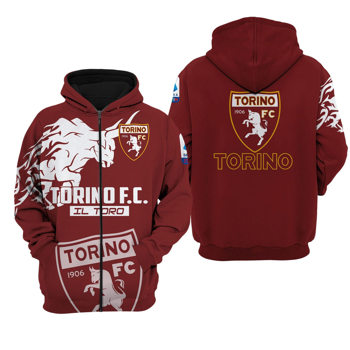 Torino FC Rot Reißverschluss-Hoodie