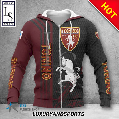 Torino FC Schwarz Braun Reißverschluss-Hoodie