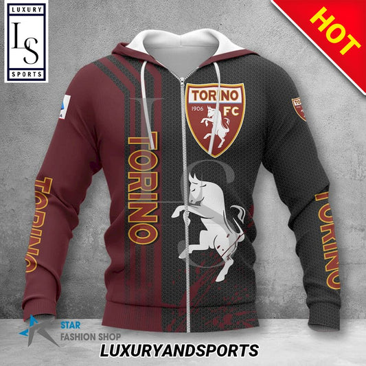 Torino FC Schwarz Braun Reißverschluss-Hoodie