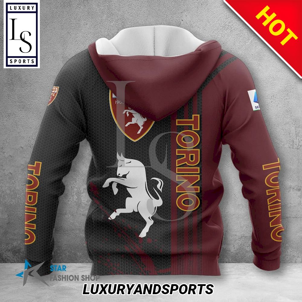 Torino FC Schwarz Braun Reißverschluss-Hoodie