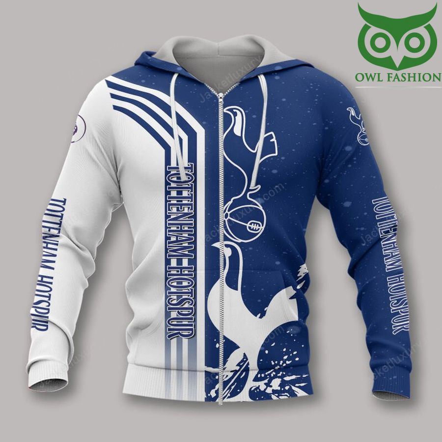 Tottenham Hotspur FC Blau Weiß Muster Reißverschluss-Hoodie