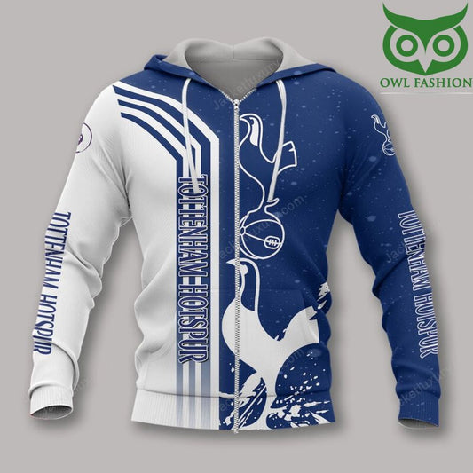 Tottenham Hotspur FC Blau Weiß Muster Reißverschluss-Hoodie