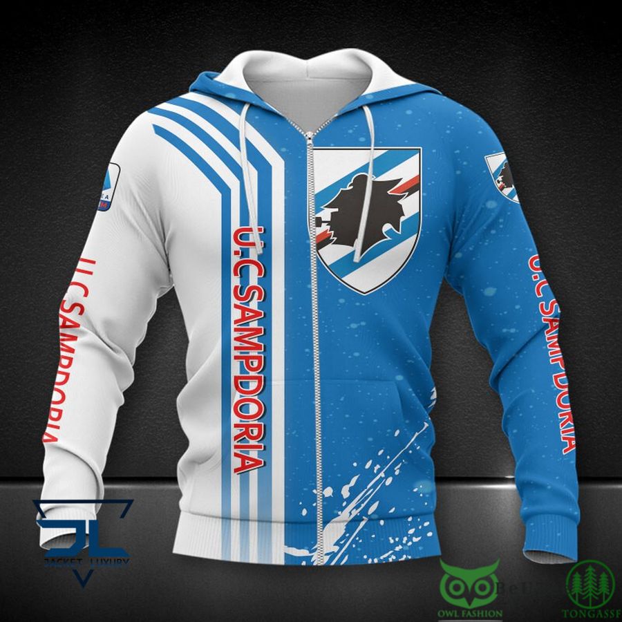 UC Sampdoria Blau Weiß Reißverschluss-Hoodie V1