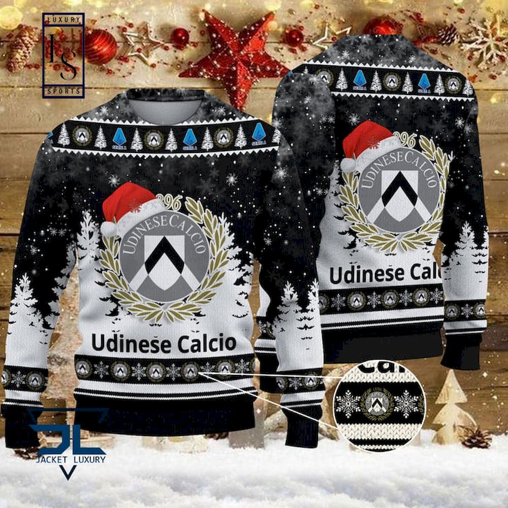 Udinese Calcio Schwarz Ausführung Hässlich Weihnachtspullover